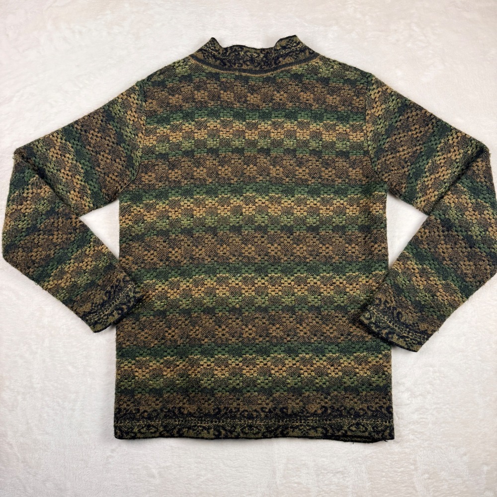 Vintage Striped Inca Pattern Button Up Sweater Cardigan Womens Small Grandpacore - Picture 4 of 7